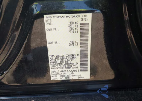 2015 Nissan Altima 2.5 S z USA, uszkodzony, nr VIN 1N4AL3AP6FC455991